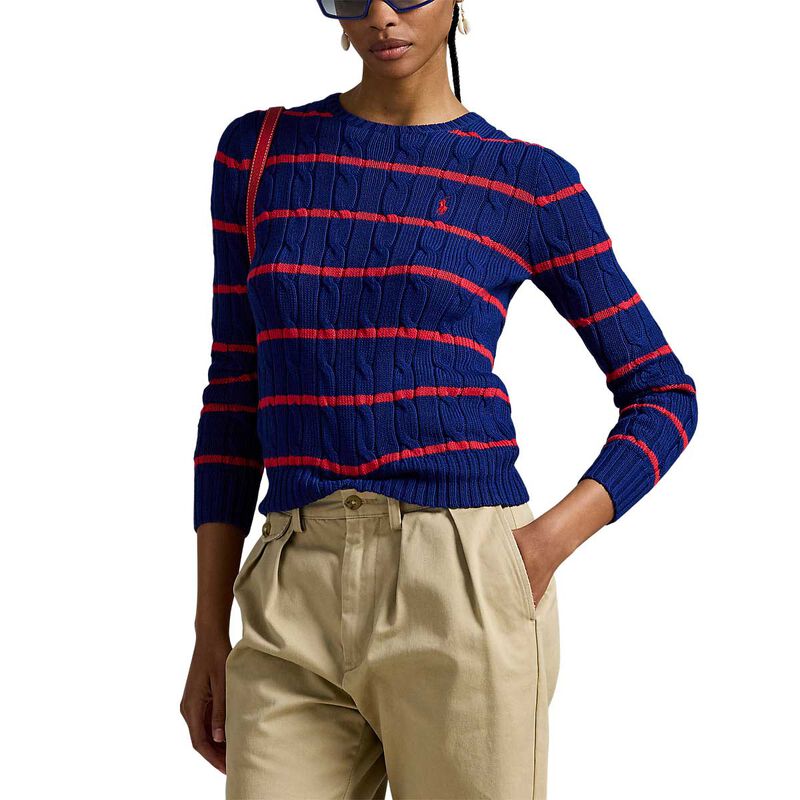 Polo Ralph Lauren Striped Cable Knit Cotton Sweater image number 0